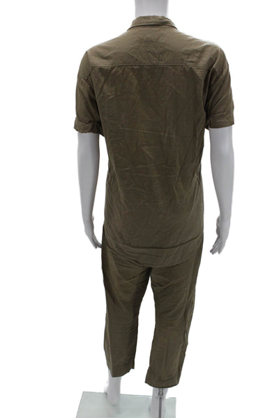 Xirena Womens Cropped Jogger Pants Brown Cotton Drawstring Size M