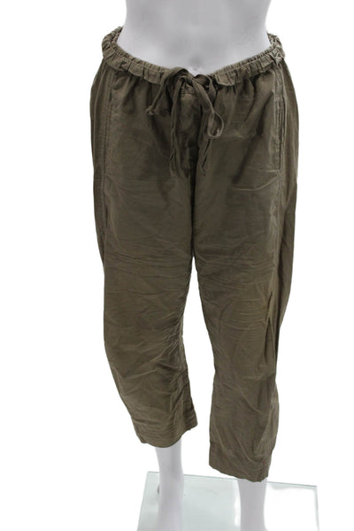 Xirena Womens Cropped Jogger Pants Brown Cotton Drawstring Size M