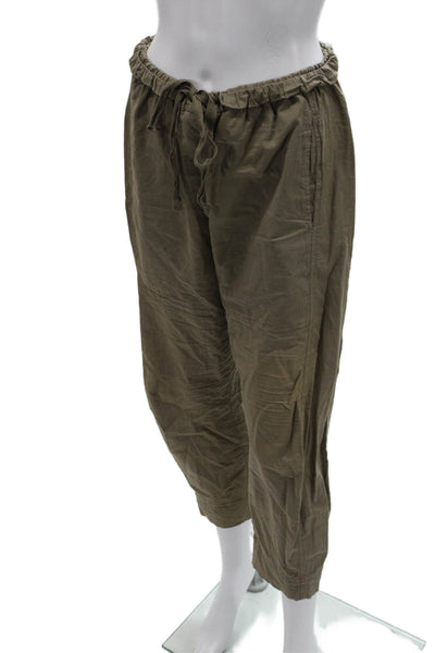 Xirena Womens Cropped Jogger Pants Brown Cotton Drawstring Size M