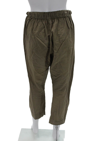 Xirena Womens Cropped Jogger Pants Brown Cotton Drawstring Size M