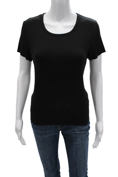 Nation LTD Womens Basic Black Short Sleeve T-Shirt Organic Pima Cotton Size L