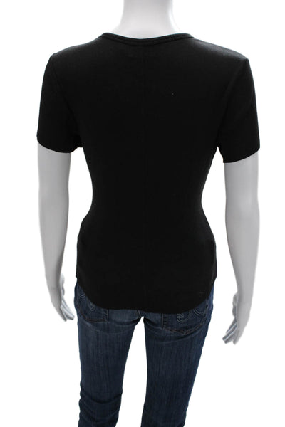Nation LTD Womens Basic Black Short Sleeve T-Shirt Organic Pima Cotton Size L