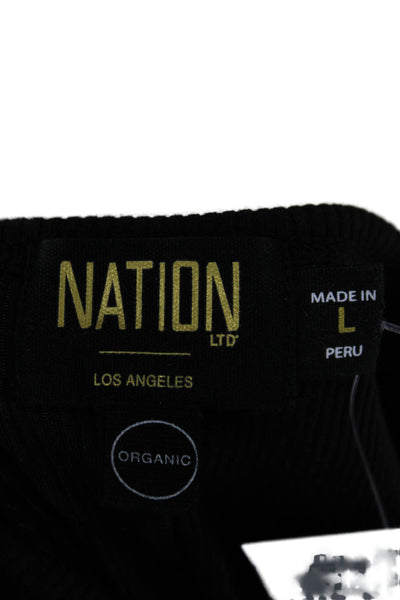 Nation LTD Womens Basic Black Short Sleeve T-Shirt Organic Pima Cotton Size L