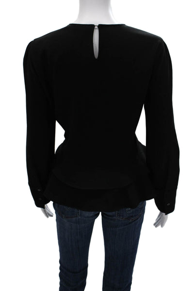 Zara Woman Women Black Round Neck Long Sleeve Pima Cotton Blouse Size XL