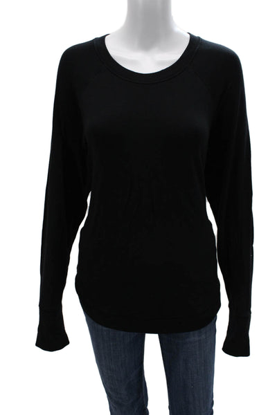 Athleta Women Pullover Sweatshirts Black Crewneck Long Sleeve Modal Size L