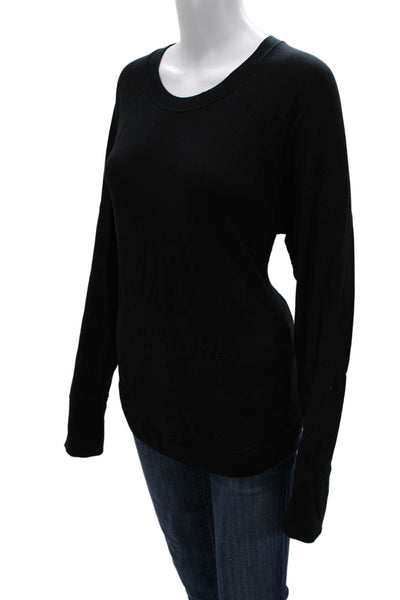 Athleta Women Pullover Sweatshirts Black Crewneck Long Sleeve Modal Size L