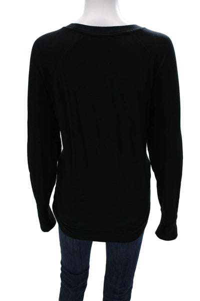 Athleta Women Pullover Sweatshirts Black Crewneck Long Sleeve Modal Size L