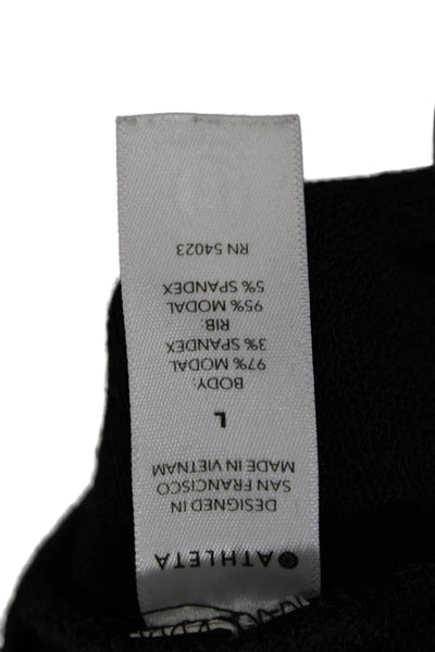 Athleta Women Pullover Sweatshirts Black Crewneck Long Sleeve Modal Size L