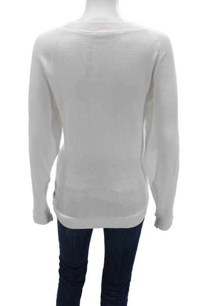 TNA Unisex Pullover Sweater White Long Sleeve Round Neck Size L