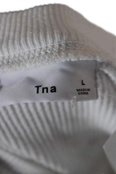 TNA Unisex Pullover Sweater White Long Sleeve Round Neck Size L