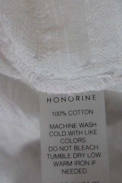 Honorine Women Tunic Button-Up White Long Sleeve Collared Cotton Size L