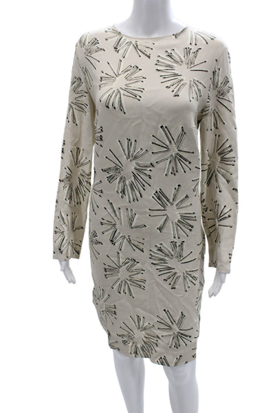 Akris Punto Womens Shift Dress Beige Long Sleeve Knee Length Size 12