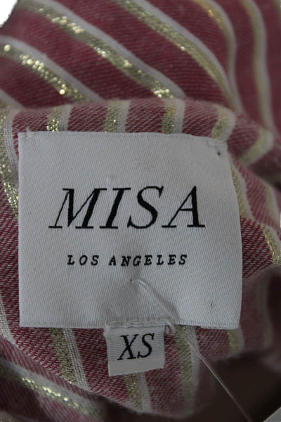 Misa Women Sundress Red Striped Knee Length Sleeveless Bohemian Cotton Size XS