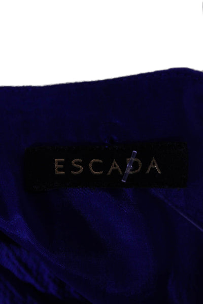 Escada Women Sheath Dress Blue Cotton Sleeveless Crew Neck Size 42