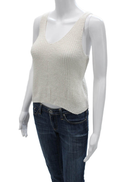Nation LTD Womens Cropped Basic White V Neck Sleeveless Tank Size XS