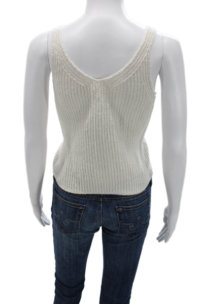 Nation LTD Womens Cropped Basic White V Neck Sleeveless Tank Size XS