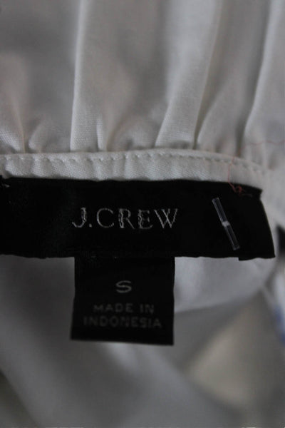J Crew Women Blouse White Mock Neck Sleeveless Cotton Basic Size S