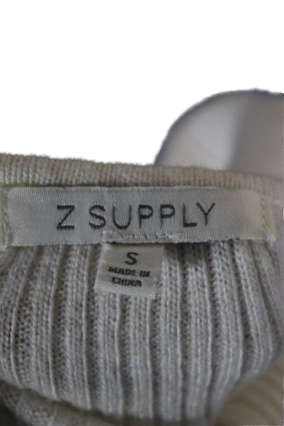 Z Supply Womens Sweater Tank Dress Beige Striped V-Neck Sleeveless Midi Size S