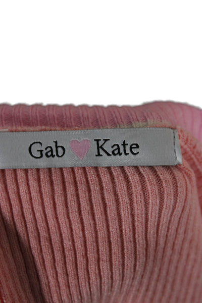 Gab kate Women Cropped V-Neck Zip Sweater Pink Long Sleeve Size S