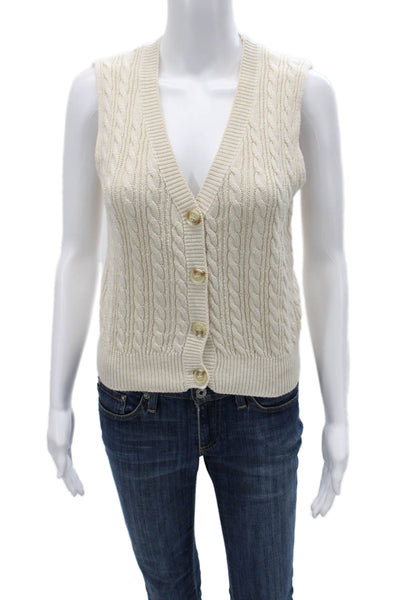 Heartloom Unisex Beige V-Neck Sleeveless Sweater Vest Button Size XS