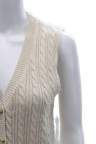 Heartloom Unisex Beige V-Neck Sleeveless Sweater Vest Button Size XS