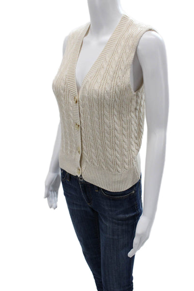 Heartloom Unisex Beige V-Neck Sleeveless Sweater Vest Button Size XS