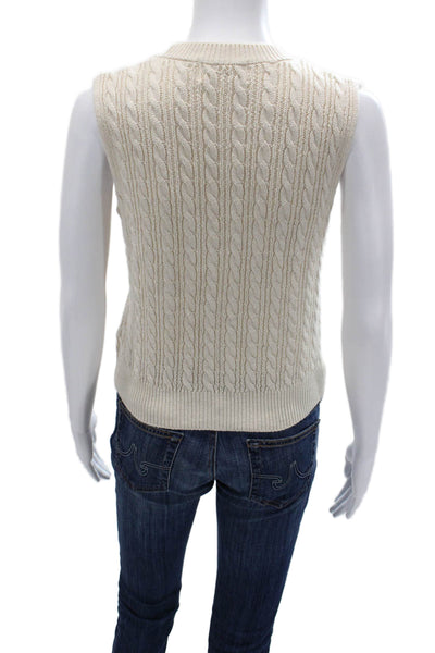 Heartloom Unisex Beige V-Neck Sleeveless Sweater Vest Button Size XS