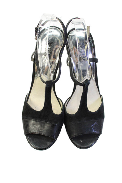 Michael Michael Kors Womens Suede Platform Slingbacks Black Size 7.5 Medium