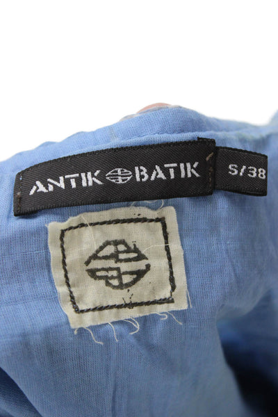 Antik Batik Womens Camisole Blue Floral Tie Sleeveless Boho Size S