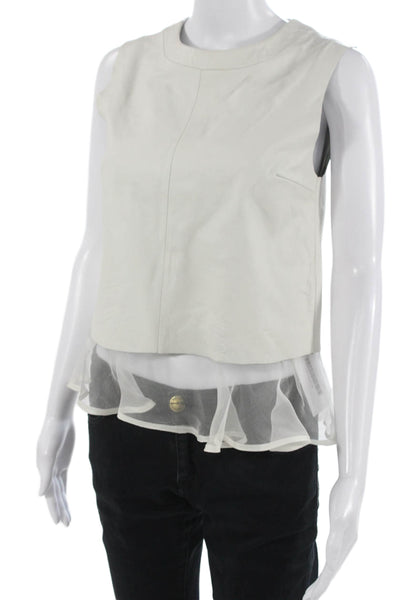 Elizabeth & James Women Cropped White Tank Sleeveless Crew Neck Designer Size XS