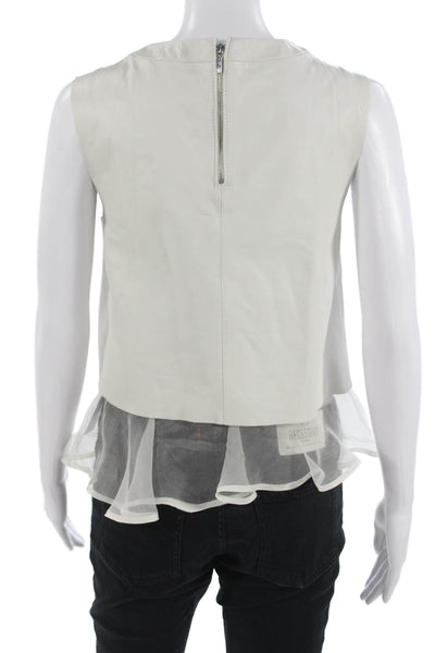 Elizabeth & James Women Cropped White Tank Sleeveless Crew Neck Designer Size XS