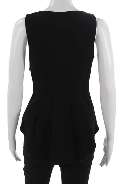 Rag & Bone Women Tank Black Zip Round Neck Sleeveless Classic Size 0