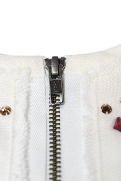Elizabeth & James Women Bohemian Linen Zip Jacket White Size 4