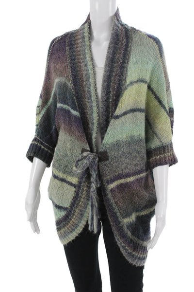 Michael Stars Unisex Cardigan Green 3/4 Sleeve Tie Closure Bohemian Size 1