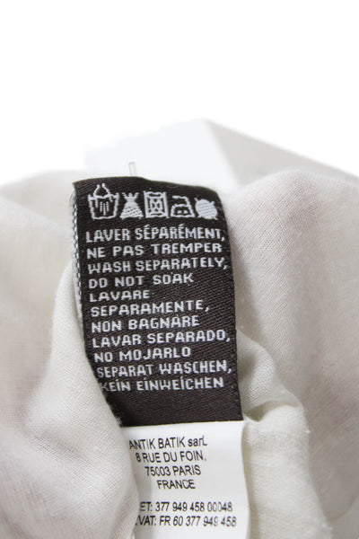 Antik Batik Womens Tunic Blouse White Geometric Cotton Short Sleeve Size S
