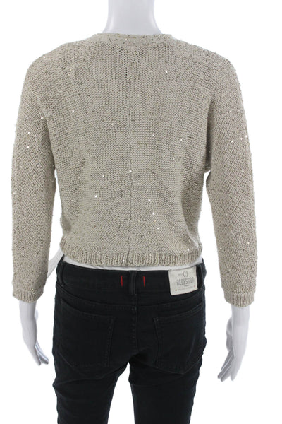 Splendid Unisex Beige V-Neck Cardigan Button 3/4 Sleeve Classic Size XS
