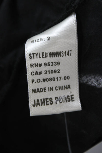 Standard James Perse Women Black Collared Short Sleeve Button-Up Cotton Size 2