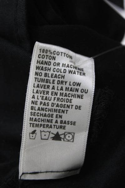 Standard James Perse Women Black Collared Short Sleeve Button-Up Cotton Size 2