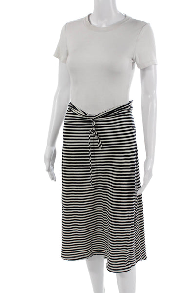 Tysa Women A-Line Wrap Cotton Striped Midi Skirt Black Size 0