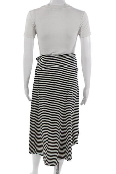 Tysa Women A-Line Wrap Cotton Striped Midi Skirt Black Size 0