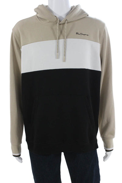 Cecilie Copenhagen Mens Pullover Hoodie Striped Beige Viscose Size XS