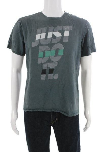 Nike Mens Dark Gray Graphic Quote Cotton Crew Neck Short Sleeve T-Shirt Size L