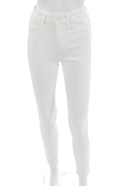 Paige Women Skinny Ankle Jeans White Mid Rise Inseam 28 Size 25