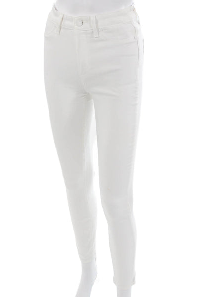 Paige Women Skinny Ankle Jeans White Mid Rise Inseam 28 Size 25