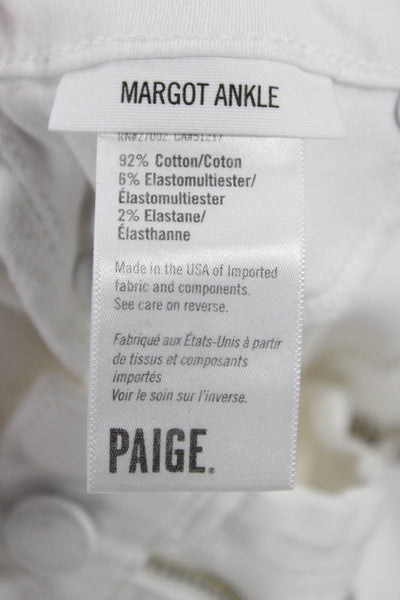 Paige Women Skinny Ankle Jeans White Mid Rise Inseam 28 Size 25