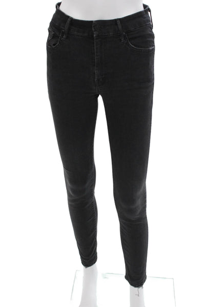 Mother Women Ankle Skinny Jeans Black Mid Rise 28 Inseam Size 26