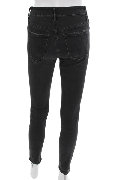 Mother Women Ankle Skinny Jeans Black Mid Rise 28 Inseam Size 26