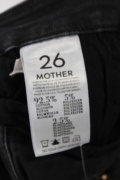 Mother Women Ankle Skinny Jeans Black Mid Rise 28 Inseam Size 26