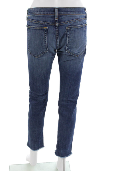 Rag & Bone Womens Ankle Cropped Jeans Dark Blue Low Rise Button Fly Size 25