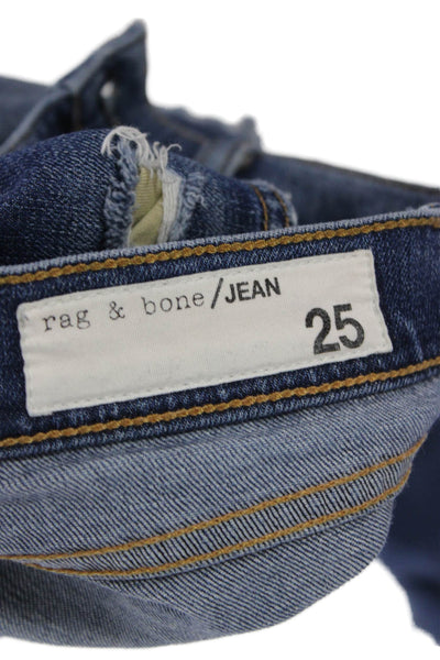 Rag & Bone Womens Ankle Cropped Jeans Dark Blue Low Rise Button Fly Size 25